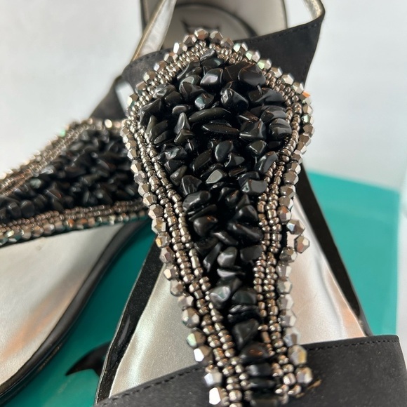 NIB Bellini Felicia Black Slingback Wedge Dress Sandals - Picture 2 of 8